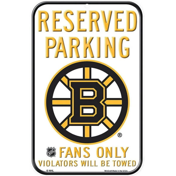 Boston Bruins Wincraft Panneau de Stationnement Réservé 11"x17 Pouces pour Amateurs Seulement