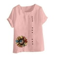 thumbnail image 4 of ZQUUVOU Women's T-Shirts Casual Printed Short Sleeve Button Blouse(Pink,XL), 4 of 4