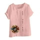 thumbnail image 4 of Vestidos Casuales Para Mujer, Blusas De Mujer De Moda Blusa informal de lino con botones y manga corta estampada para mujer, 4 of 4