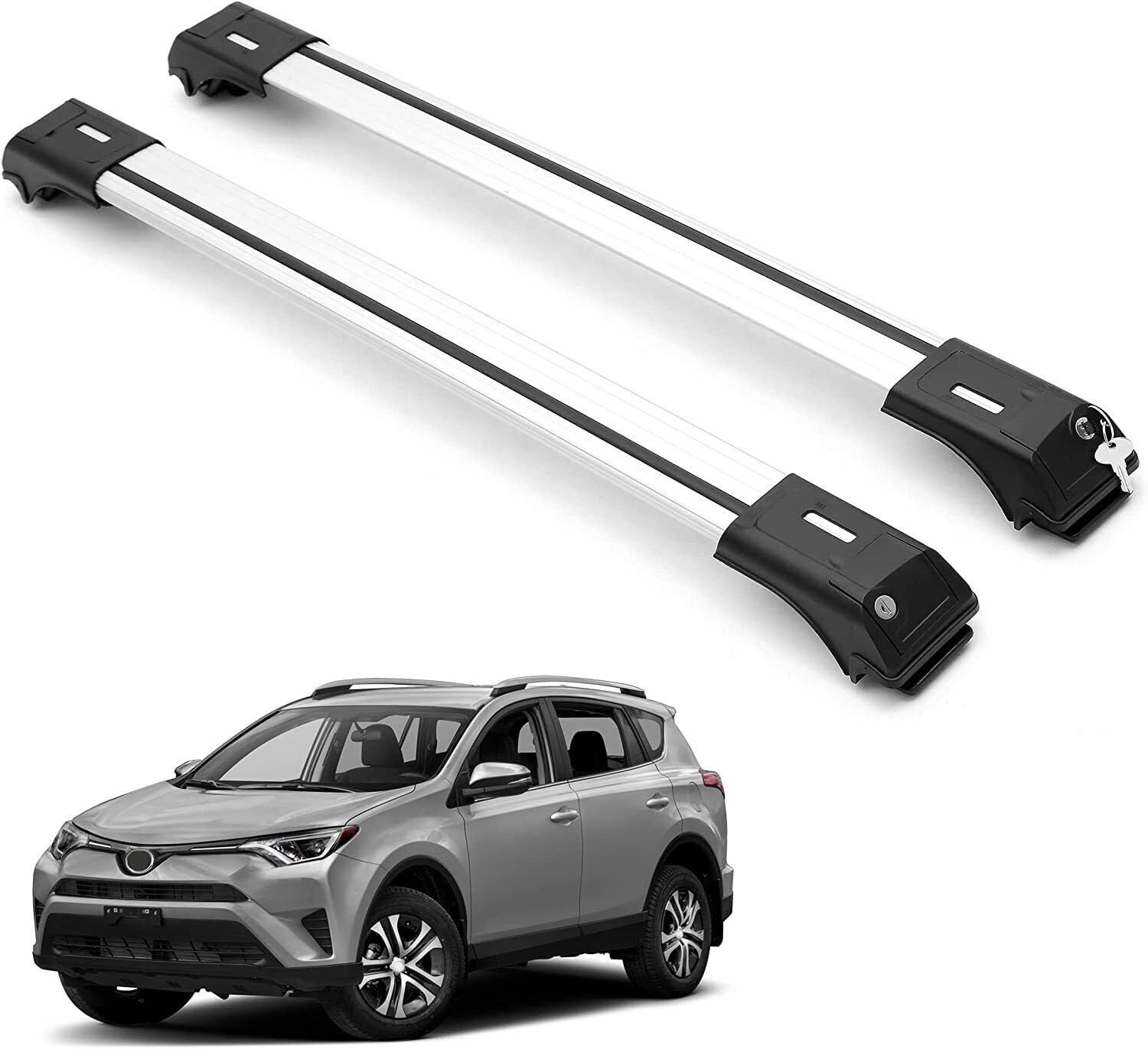 ERKUL Roof Rack Cross bars Fits Toyota RAV4 20132018 Aluminum Lockable
