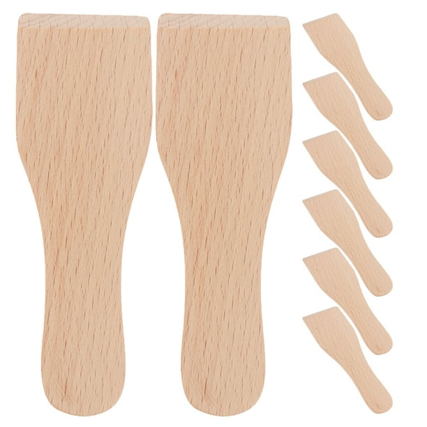 Espátula de madera natural de 8 piezas, pequeña espátula de madera para mantequilla y crema, utensilio de cocina, juego de espátula de madera para cocinar, espátula para pizza