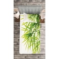 thumbnail image 3 of Ambesonne Asian Themed Quilted Bedspread Set 2 Pcs, Leaves Greenery Print, Twin Size, White and Green, 3 of 3