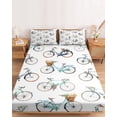 thumbnail image 2 of Full Size Fitted Sheet Set - Bicycles 3 Piece Bedding Sets 16" Deep Pocket Fitted Sheet with 2 Pillowcases White Vintage Vehicle Modern Abstract Art Brushed Microfiber Hotel Luxury Bed Sheets, 2 of 9