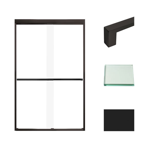 Transolid FBPT487608F-T-MB 76" High X 47" Wide Bypass Frameless Shower Door - Black
