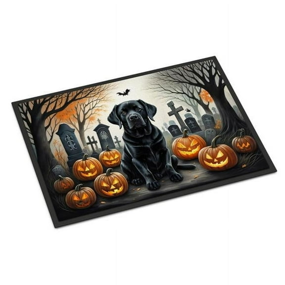 18 x 27 in. Unisex Black Labrador Retriever Spooky Halloween Doormat