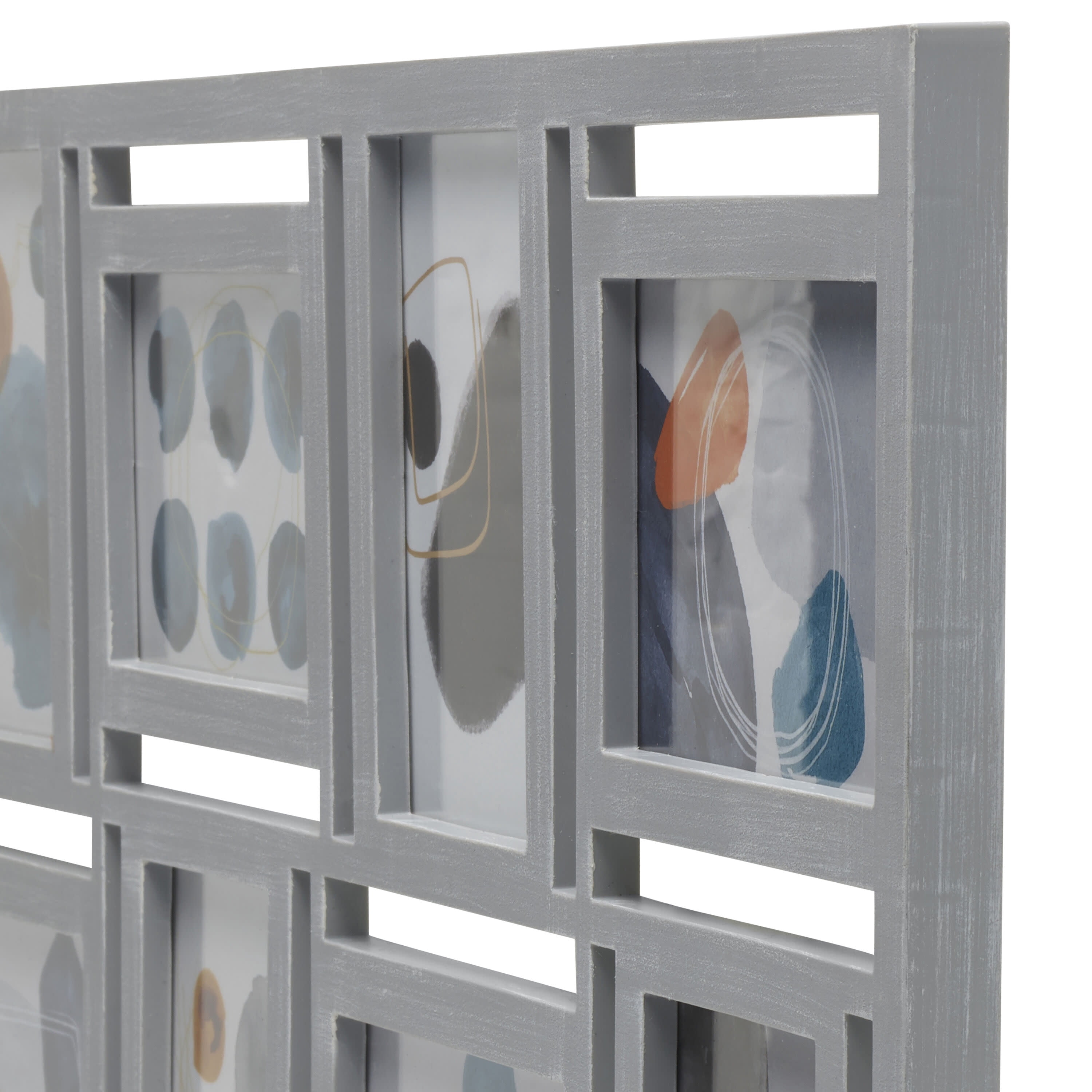 Melannco 25-inch by 15-inch 8-opening Plastic Collage in Distressed Gray