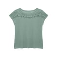 thumbnail image 7 of ClodeEU Women's Crewneck Short Sleeve Top with Cutout ,Casual Solid Color Summer Blouse Green,Women's Plus M, 7 of 7
