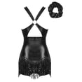 thumbnail image 2 of Alvivi Fringe Dance Dress for Womens Sleeveless Latin Jazz Tango Salsa Tassel Dancewear with Hairband Black S, 2 of 7