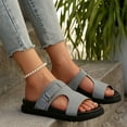thumbnail image 4 of Women's Flat Sandals Arch Support Summer Outdoor Sandal Shoes Trendy Open Toe Beach Slides with Buckle Gray Women Sandal, 4 of 6