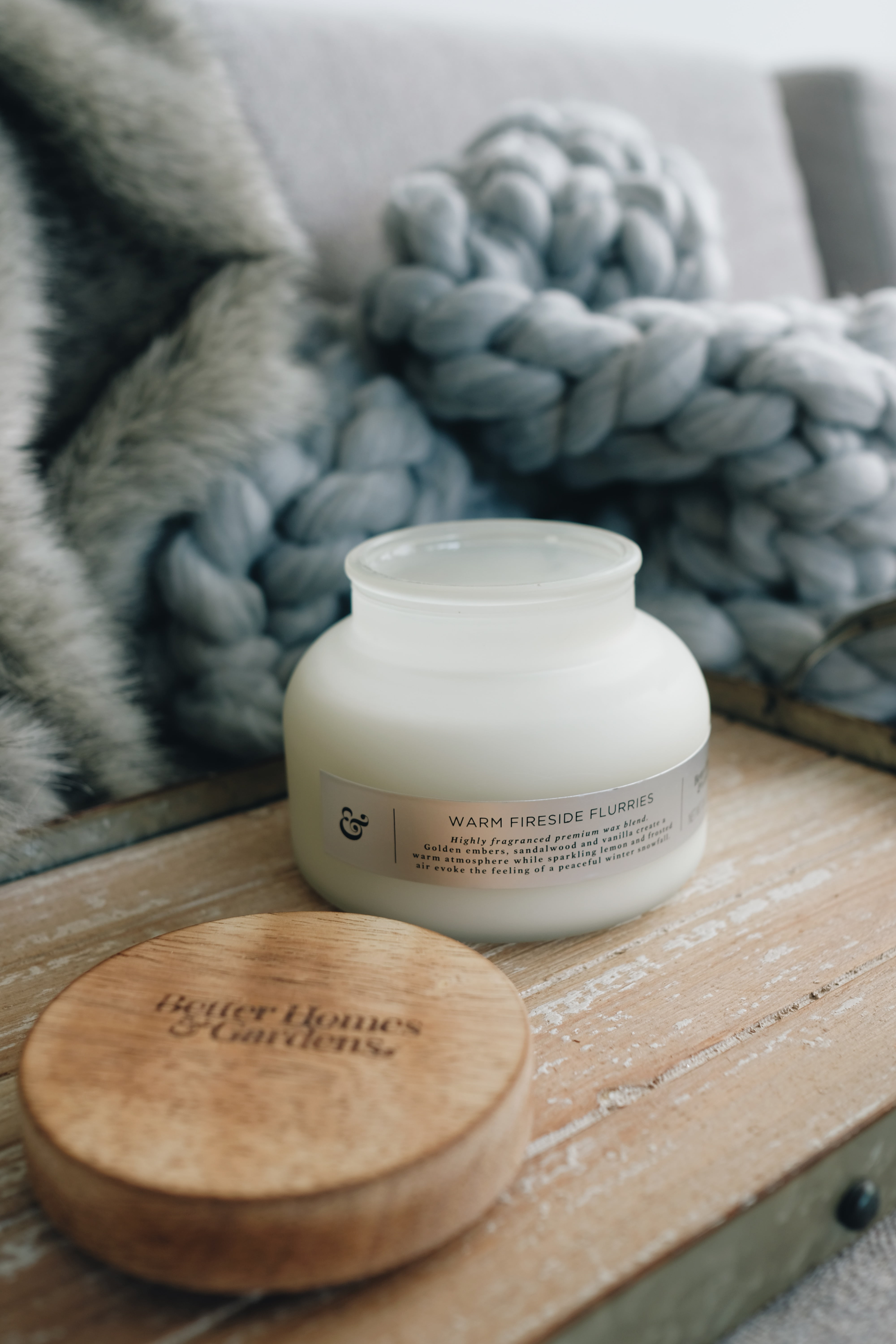 Better Homes & Gardens Warm Fireside Flurries 18oz Scented 2-wick Candle