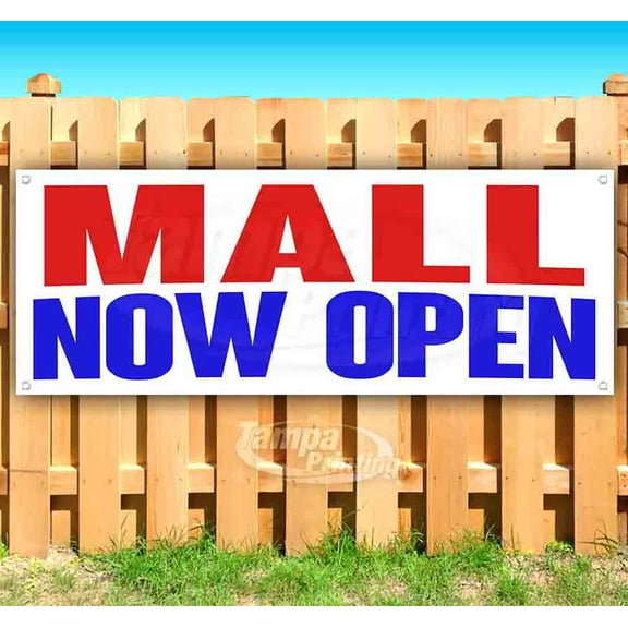 Mall Now Open 13 oz Vinyl Banner With Metal Grommets