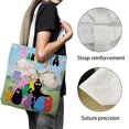 thumbnail image 3 of Barbapapa Bolso de tela con estampado de lienzo para mujer, bolsa de compras reutilizable y estética, con cremallera interior, regalo para mujer,38*45cm., 3 of 6