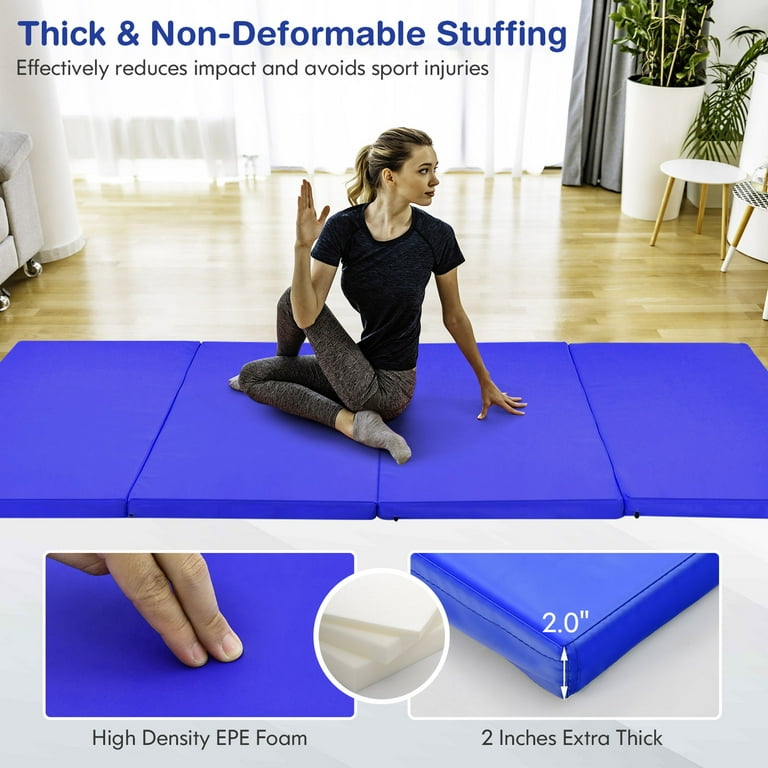 ZENY 6 x 2' Folding Gym Mat Tri-Fold Aerobics Workout Floor Mat, Black 2  Thickness