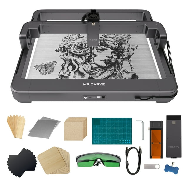 MR.CARVE Engraver Engraving Marker Infrared Module and 10W Blue Module Support Offline Work APP Control Compatible with WindowsAndroidIOS/ for Paper Bamboo Glass Acrylic Metal Material