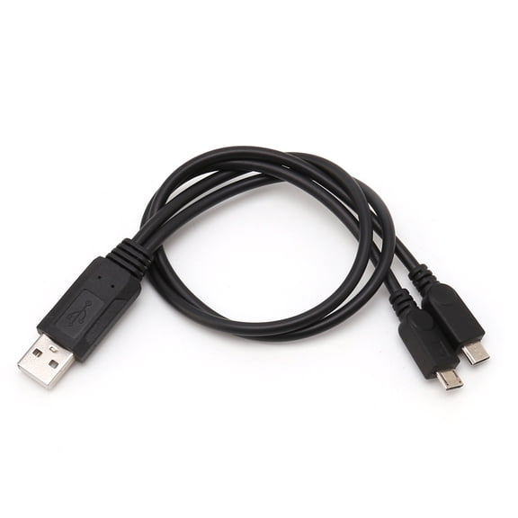 Portable 38cm USB Male Universal Micro USB Male Y Adapter Splitter Cable