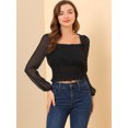 thumbnail image 3 of INSPIRE CHIC Women's Casual Ruffle Neck Swiss Dots Semi-sheer, 3 of 6
