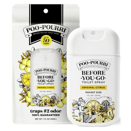Poo-Pourri Original Citrus Pocket Sprayer, Lemon + Bergamot + Lemongrass, Before-You-Go Toilet Spray, 1 Oz