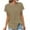 Khaki, variant on Irregular Front Twist Side Slit Hem Blouse for Women Casual Summer Short Sleeve Pineapple Print Round Neck Cable Knitted Comfy Tees Shirt Tops Black M