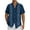 Blue, variant on Men Cuban Guayabera Shirt Cotton Linen Short Sleeve Shirts Button-Up Casual Lightweight Summer Beach T Shirt