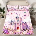 thumbnail image 2 of Homewish Luxury Princess Castle Twin Sheet Sets,Brauty Flower Floral Twin Fitted Sheet,Fairy Tale Theme Flat Sheet For Girrl Kids,Breathable Home Decor,3pcs, 2 of 7