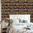 thumbnail image 4 of Peel and Stick Wallpaper Vintage Bookshelf Green Plants Self Adhesive Removable Renter Friendly Contact Paper for Bedroom 17.7in x 118in, 4 of 8