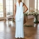 thumbnail image 3 of Vestido largo elegante y ajustado para mujer - Vestido largo de fiesta con cuello en V para invitadas a bodas y cócteles, 3 of 6