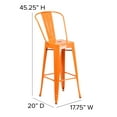 thumbnail image 5 of Merrick Lane Orange 30" High Metal Bar Height Stool with Removable Back for Indoor-Outdoor Use, 5 of 11
