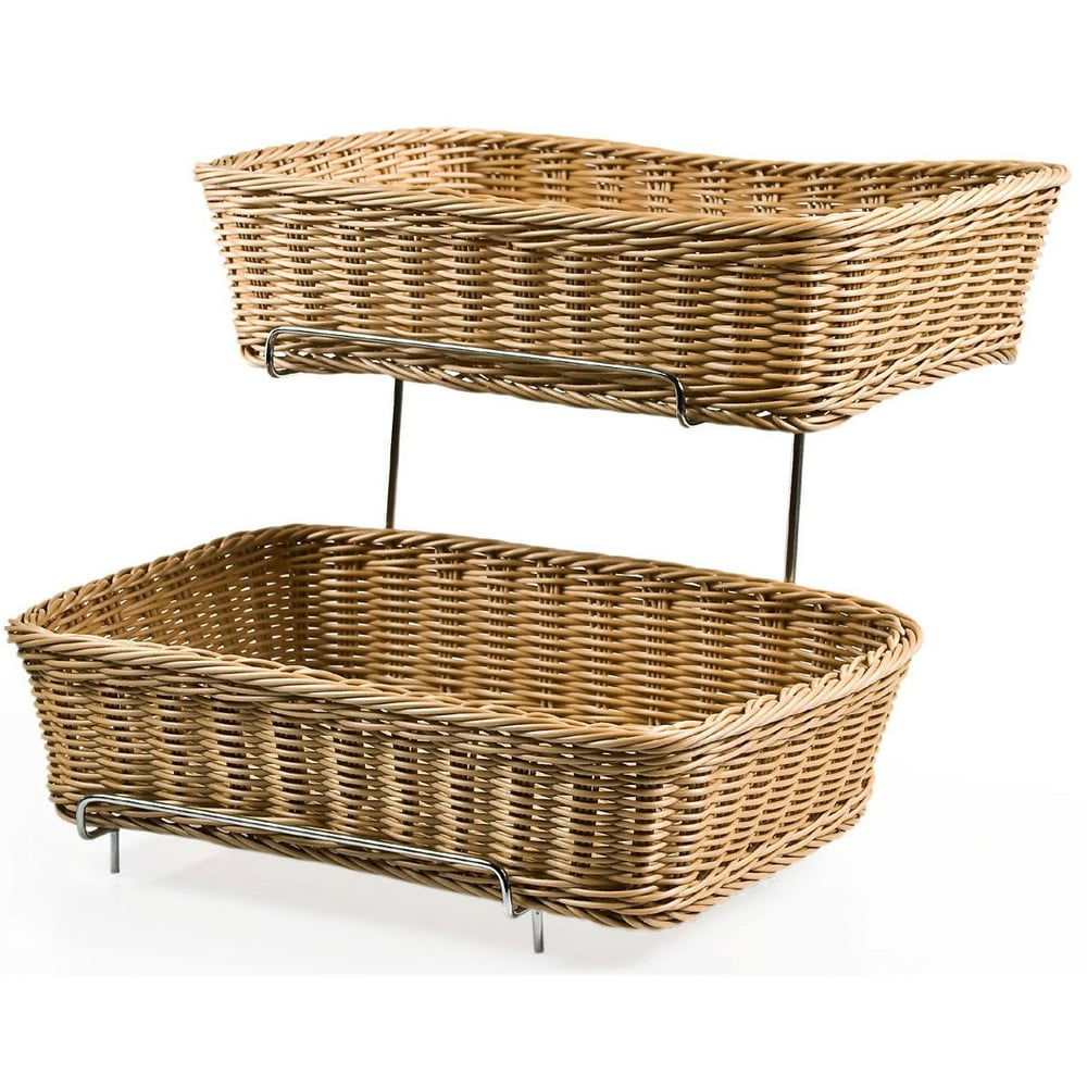 Displays2go Set of Two 2tier Racks for Counters with 2 Plastic Wicker