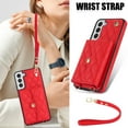 thumbnail image 2 of for Samsung Galaxy S22 Case, Wallet Phone PU Leather Case with Card Holder Crossbody Cover for Women Girls Strap Wristlet RFID Blocking Shockproof Protective Cover for Samsung S22, Red, 2 of 9