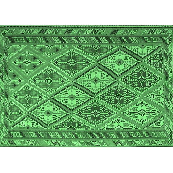 Ahgly Company Indoor Rectangle Persian Emerald Green Traditional Area Rugs, 3' x 5'