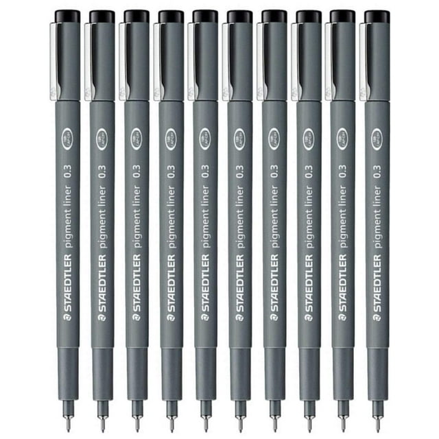 Bolígrafos Fineliner STAEDTLER Pigment Liner de 0,3 mm, paquete de 10