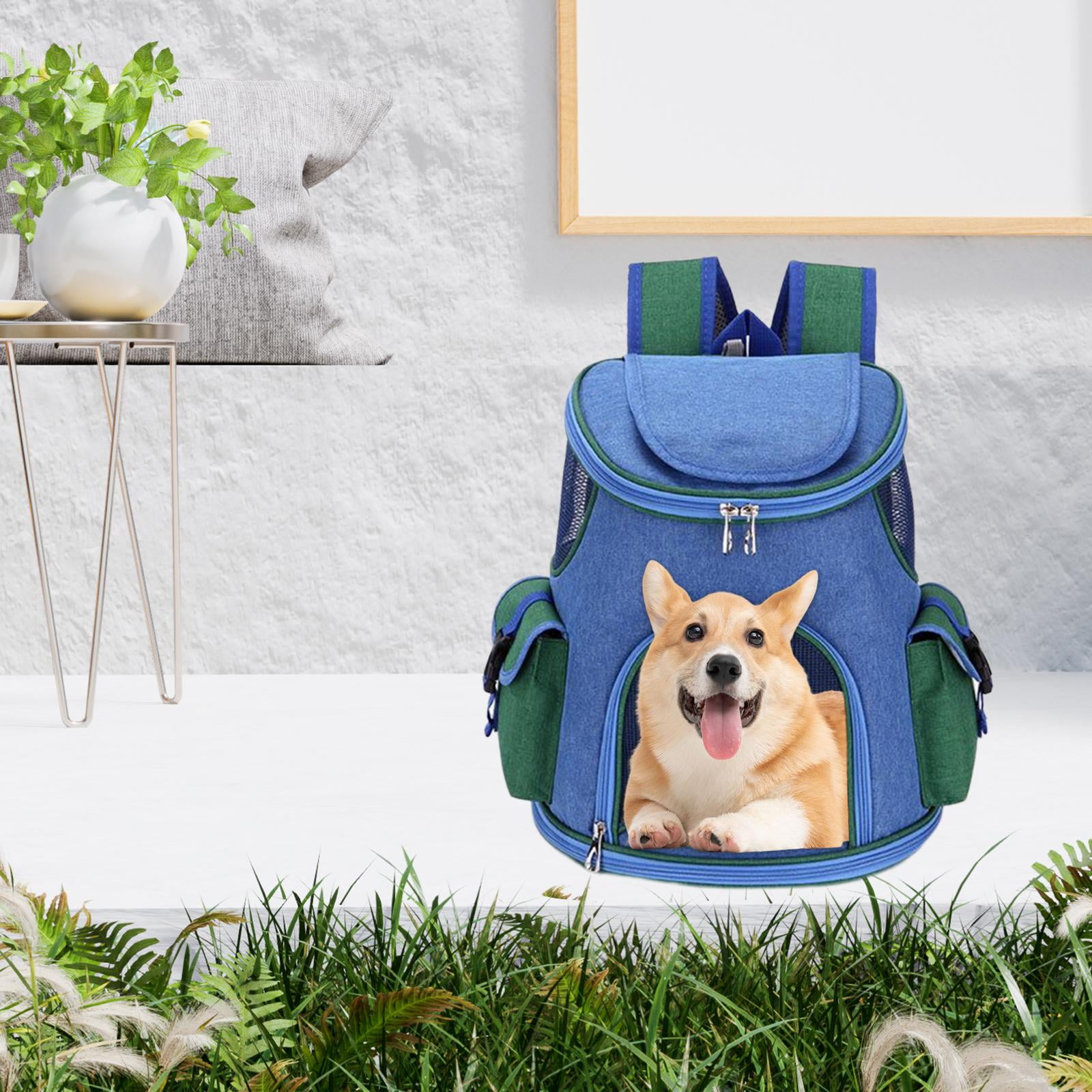Fzaqwen Pet Carrier Backpack Adjustable Strap 2 Side Bags Carrying Bags Dog Carriers Pet Dark Blue 6.6lb