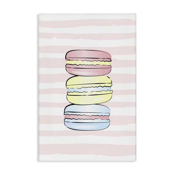 Stupell Industries Pink Stripes Macarons Food & Beverage Painting Gallery Wrapped Canvas Art Print Wall Art, 16 x 24