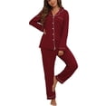 thumbnail image 1 of Conjunto de pijama ZMJ rojo para mujer camisa de manga larga y pantalones S, 1 of 9