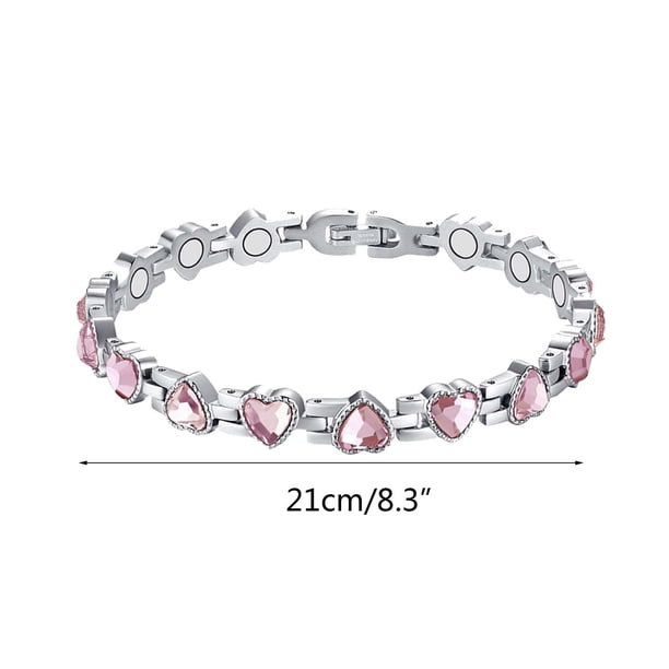 Pulsera magnética de diamantes ajustable con imán de Gauss en forma de corazón