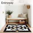 thumbnail image 3 of ODIKA 3'x5' Machine Washable Non-Slip Area Rug, Geometric Marble Black Gold High Traffic Rug, Black, 81769, 3 of 7