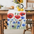 thumbnail image 2 of Burlap Table Runner 90 Inches Long, Watercolor Blue Red Flower Leaves Non-Slip Kitchen Table Runners for Dining Room Everyday Use Party Table Decorations Independence Day, 2 of 9
