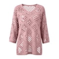 thumbnail image 4 of Hkoxplj Women's Crochet Top with V Neck Summer Crochet Long Sleeve Tops Cover Cruise Outfit Fall Fashion Blouses, 4 of 4