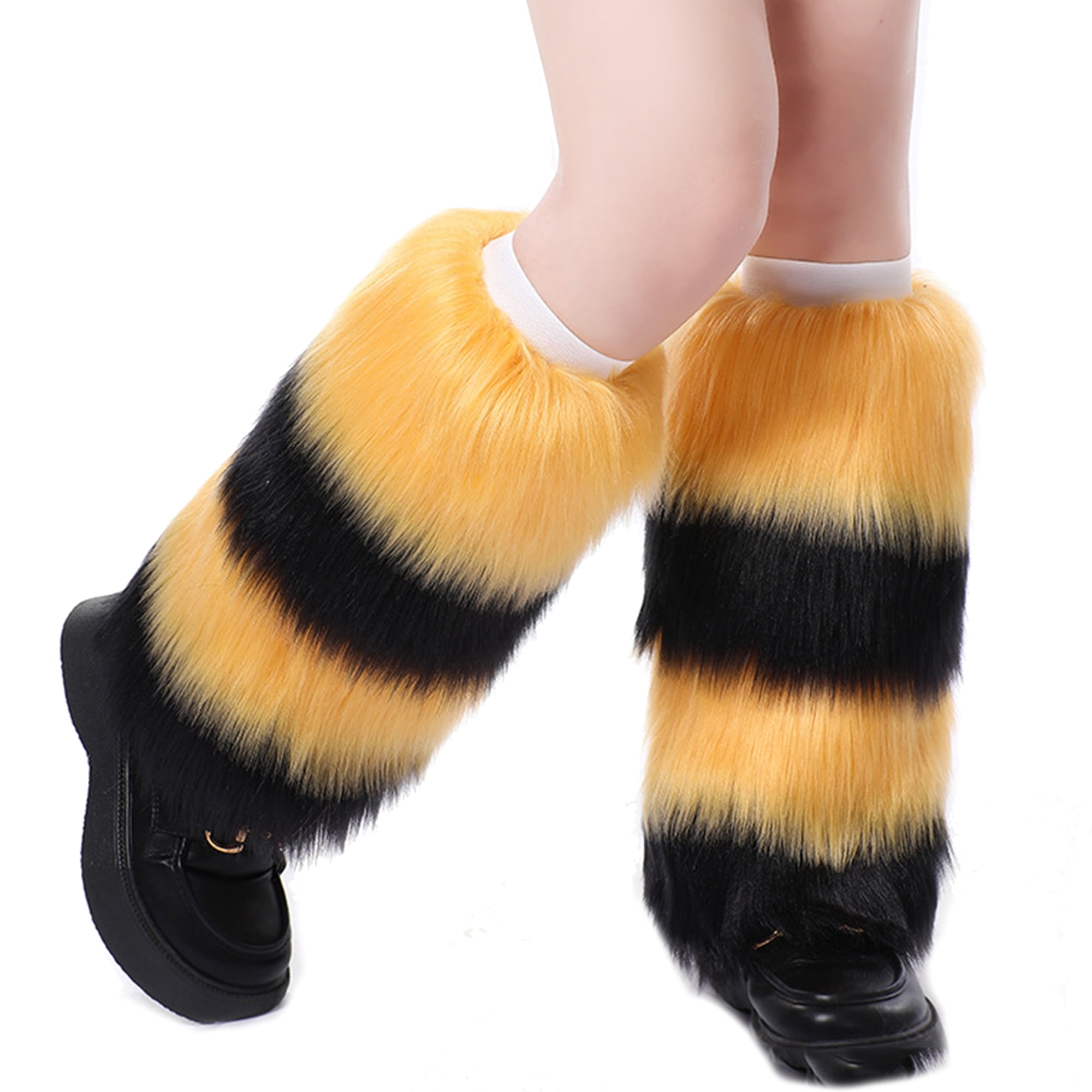 Ma&Baby Women Faux Fur Leg Warmers Shoes Cover Furry Fuzzy Long Boots