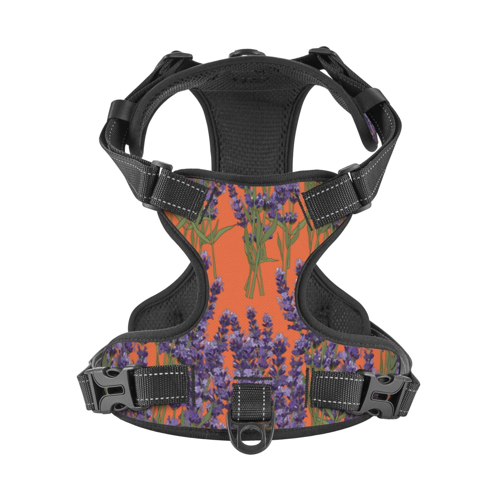 Kdxio Lavender Flowers Print No Pull Dog Harness Adjustable Reflective Oxford Easy Control Medium Large Dog Harness for Training and Everyday-Small