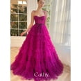 thumbnail image 1 of Cathy Rose Pink A-line فستان سهرة Spaghetti Strap Party Dresses Multilayer Tulle Prom Dress 2023 Sweet Sleeveless Evening Dress24W Gao Jinjia LED, 1 of 2