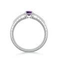 thumbnail image 2 of ANGARA Natural 0.45 Ct. Amethyst with Diamond Side Stones Ring in 14K White Gold for Women (Ring Size: 7), 2 of 7