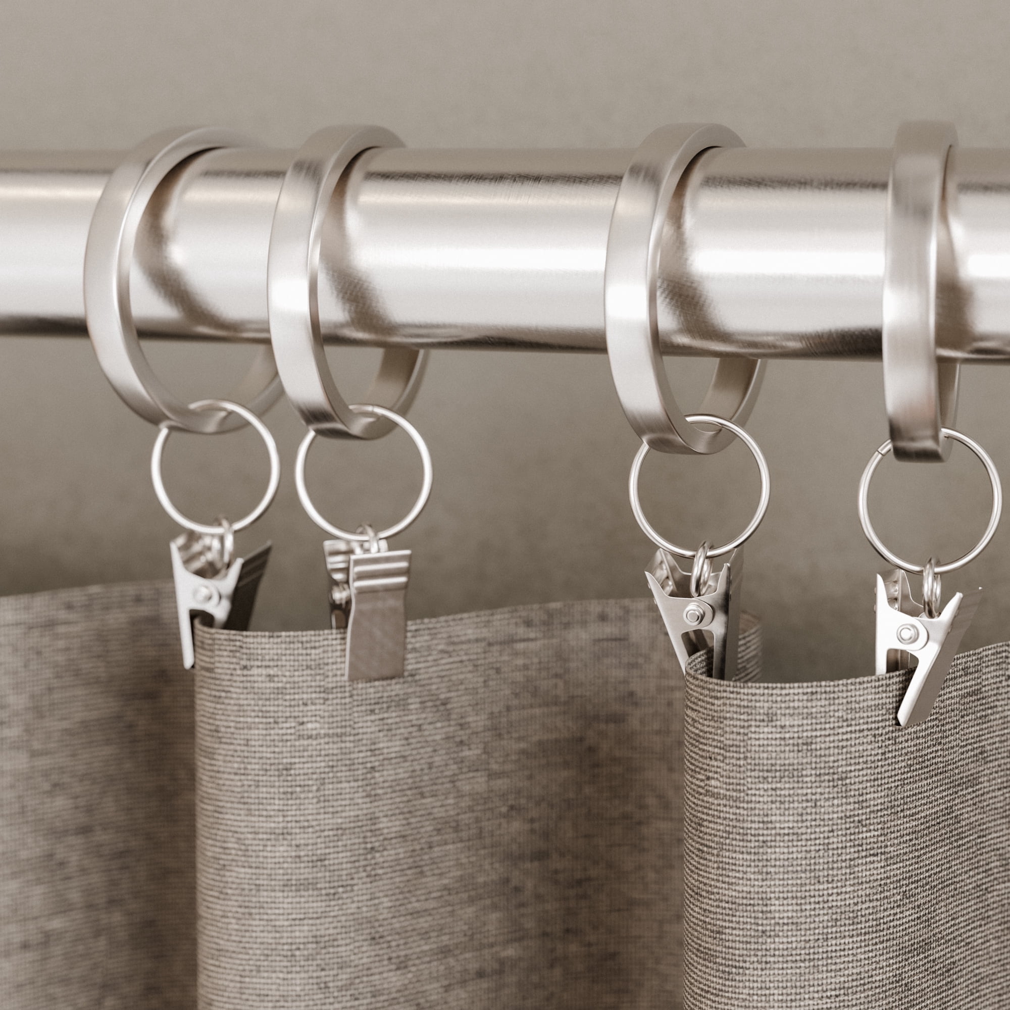 Better Homes & Gardens Plated Brushed Nickel Curtain Clip Rings (7 Pack)