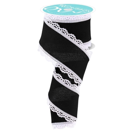 2.5" Scalloped Edge Ribbon: Black/White (10 Yard)
