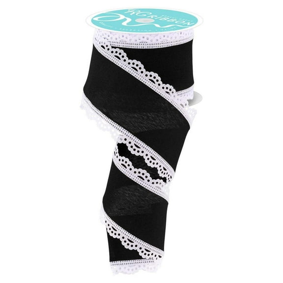 2.5" Scalloped Edge Ribbon: Black/White (10 Yard)