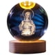 thumbnail image 1 of Pequeña bola de cristal 3D decorativa con Base de madera carga USB bola de cristal LED luz nocturna bola de cristal iluminada para decoración de dormitorio, 1 of 7