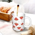 thumbnail image 3 of Yiaed Hand Drawn Watermelon Print Ceramics Coffee,Large Handle Design,Extra Large Tea and Coffee Cup for Office and Home Mugs, 3 of 6