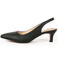 thumbnail image 4 of kkdom Women Slingback Heels Pumps Kitten Low heels Pointed Toe Black Size 5, 4 of 6