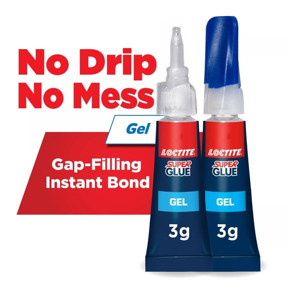 Loctite Super Glue Gel Tube, 1 Pack of 2 Tubes, Clear 0.11 oz Tubes