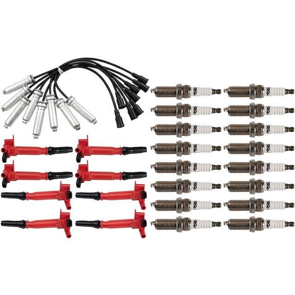 Ignition Coil Spark Plug and Wire Set 25 Piece - Compatible with 2017 Ford F-250 Super Duty 6.2L V8